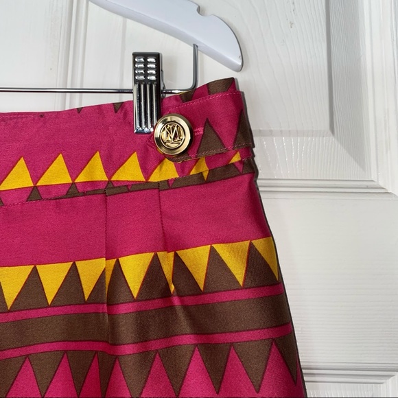 Lissa Mar Mod 70’s Geometric Print Wool Silk Blend Skirt - Picture 2 of 6